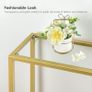 Console Table, Tempered Glass Sofa Table, Gold Slim Hallway Table, 75 x 22 x 80 cm, for Living Room, Entryway, Hallway, Metal Frame, Sturdy, Gold Image 3