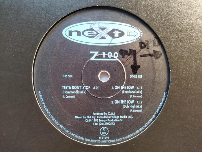 Z100 - Testa Don't Stop - Next Records - Italian Pressing - Early 90s House Classic!