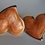 Gold Heart Marbled Orange Enamel Earrings Image 3