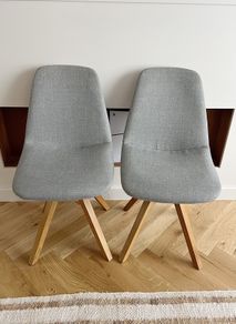 Set of 2 Grey Pyramid Chairs Fabric Seat EZ Living Interiors