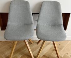 Set of 2 Grey Pyramid Chairs Fabric Seat EZ Living Interiors