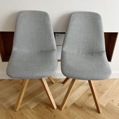 Set of 2 Grey Pyramid Chairs Fabric Seat EZ Living Interiors