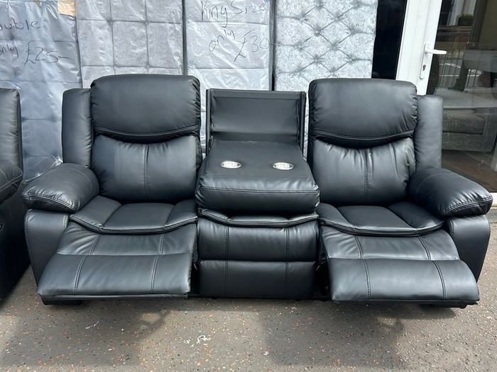 Valerie Black 3+2 Leather Recliner Sofa Set