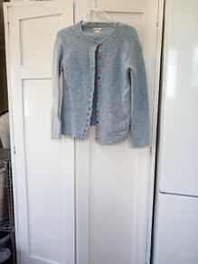 Heyton Light Blue Fleck Cardigan Multicoloured Buttons S10