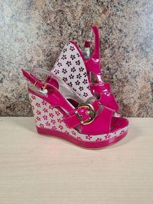 MARCO MOREO wedge sandals pink flowers Size UK 4  EU 37