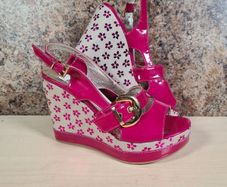 MARCO MOREO wedge sandals pink flowers Size UK 4  EU 37