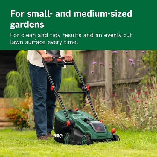 Cordless Lawn Mower ROTAK18V-34 (Cutting Width: 34 cm, Height of Cut: 25-65 mm, 35 l Fabric Grass Bag, Mulch plug, without Battery