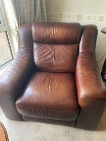 2 Brown Leather Armchairs