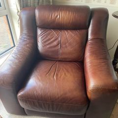 2 Brown Leather Armchairs