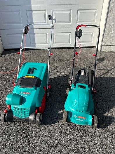 Bosch electric lawnmower & thatcher