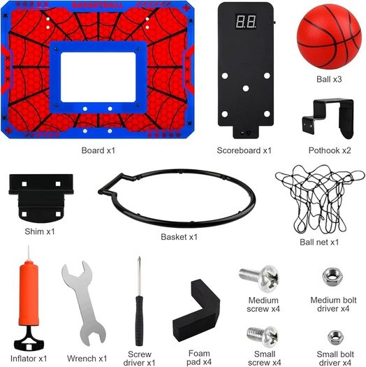Mini Basketball Hoop Children's Indoor Basketball Basket in Room Wall Mounted with Electronic Scoreboard, Children's Toy Basketball Gift Boy 3-8 Years