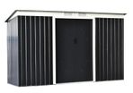 9ft x 4.25ft Corrugated Garden Metal Storage Shed Outdoor Equipment Tool Box with Foundation Ventilation & Doors Dark Grey FREE SHIPPING
