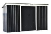 9ft x 4.25ft Corrugated Garden Metal Storage Shed Outdoor Equipment Tool Box with Foundation Ventilation &amp; Doors Dark Grey FREE SHIPPING