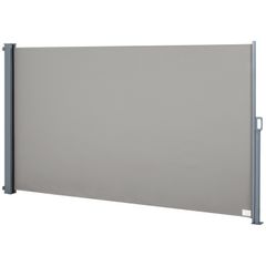 Retractable Folding Side Awning Screen Fence Patio Garden Outdoor Privacy Divider with Steel Pole 300 L x 160 H cm Grey