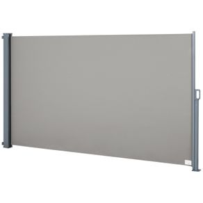 Retractable Folding Side Awning Screen Fence Patio Garden Outdoor Privacy Divider with Steel Pole 300 L x 160 H cm Grey