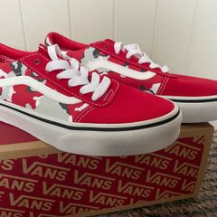 Vans sneakers trainer red camo canvas shoes UK 3 brand new in box