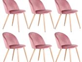 6 Dining Chairs With Soft Velvet And Metal Legs Accent Leisure Chairs for Kitchen Dining Room Living Room Pink