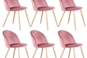 6 Dining Chairs With Soft Velvet And Metal Legs Accent Leisure Chairs for Kitchen Dining Room Living Room Pink