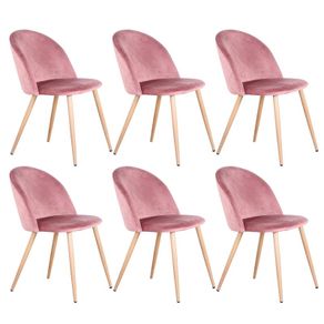 6 Dining Chairs With Soft Velvet And Metal Legs Accent Leisure Chairs for Kitchen Dining Room Living Room Pink
