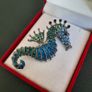Seahorse Brooch Blue Crystals Pin Badge Broach Sea Horse Ocean Sea Theme Jewelry and Accessories Image 3