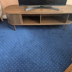 JYSK TV bench LYNGVIG 160cm 2 tambour doors dark oak