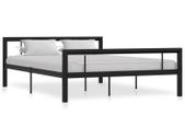 Bed Frame Black and White Metal 140x200 cm