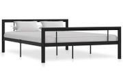 Bed Frame Black and White Metal 140x200 cm