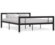 Bed Frame Black and White Metal 140x200 cm