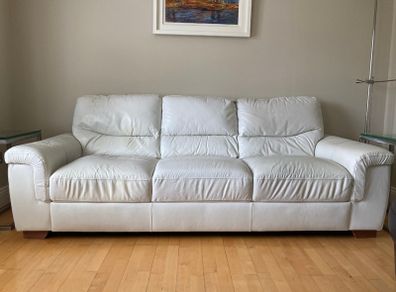 Sofa 3 Seater White Leather