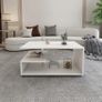 White Living Room Coffee Table with Three Tier Storage. Image 2