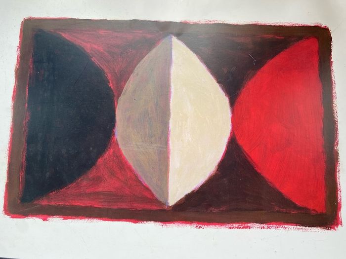print Breon O'Casey Signed  in the plate Abstract Modernist Print  Framed 29.5 x 21.5 inches