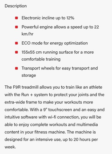 Quality Treadmill - BH F9R Dual