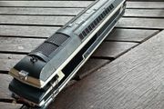 This engine is a vintage Jouef OO scale (1/87) SNCF CC 72001 diesel model locomotive featuring the classic French railway blue and white livery.