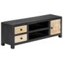 Hand Carved TV Cabinet Grey 120x30x40 cm Solid Mango Wood Image 5