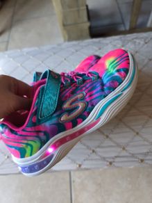 Girls light up rainbow shoes Skechers trainers uk 1.5 eur 34