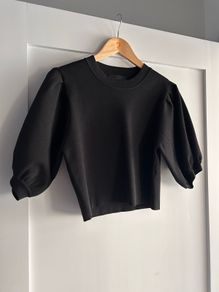 Zara black scuba top short sleeve formal Size M