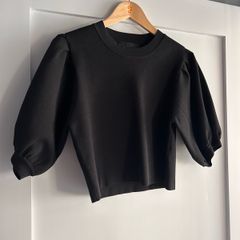 Zara black scuba top short sleeve formal Size M