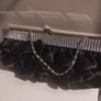 Black ruffle clutch with silver chain Image 3