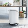 30L Waste Bin Steel Pedal Bin with Inner Bucket and Lid Soft Close Airtight Kitchen Living Room, 30l, White Image 3
