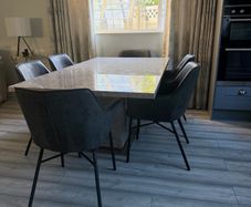 Large Marble Dining Table 180cm Single Pedestal Base plus 6 chairs