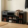 Shoe Storage Bench White  with Cushion & Drawer Image 5