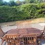 Teak Garden extending table and 6 reclining armchairs Image 2