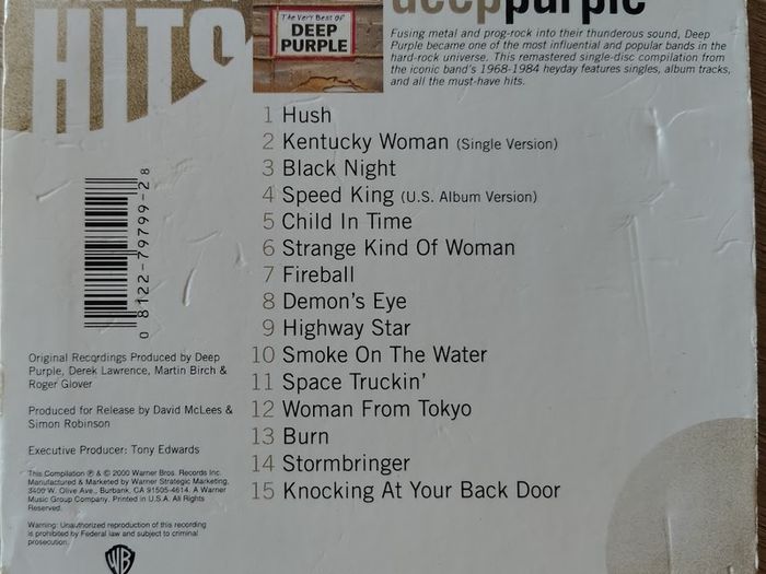 Deep Purple - The Very Best Of CD (2000) US Compilation w/Slipcase VG+ Classic Hard Rock