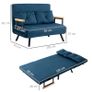 2 Seater Convertible Sofa Bed with Adjustable 5-Level Backrest and 2 Padded Cushions, Velvet-like Fabric, Blue Image 2