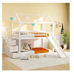 Children Bunk Bed with slide and storage