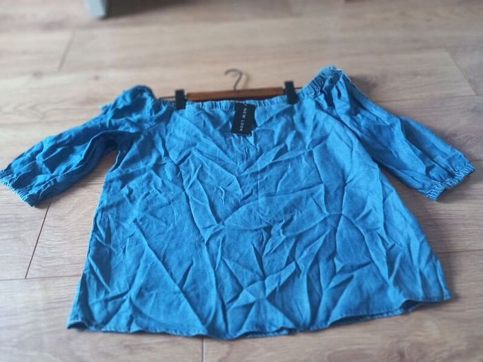 Ladies Denim Three Quatre Sleeve Bardot Top