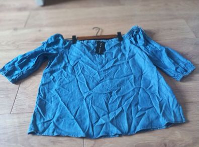 Ladies Denim Three Quatre Sleeve Bardot Top
