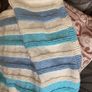 Cream turquoise and blue blanket Image 2