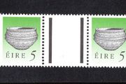 1990-91 Ireland 5p Dunamase Food Vessel Definitive Stamp Treasures Series of Ireland Gutter Pair Mint Never Hinged (MNH)