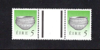 1990-91 Ireland 5p Dunamase Food Vessel Definitive Stamp Treasures Series of Ireland Gutter Pair Mint Never Hinged (MNH)